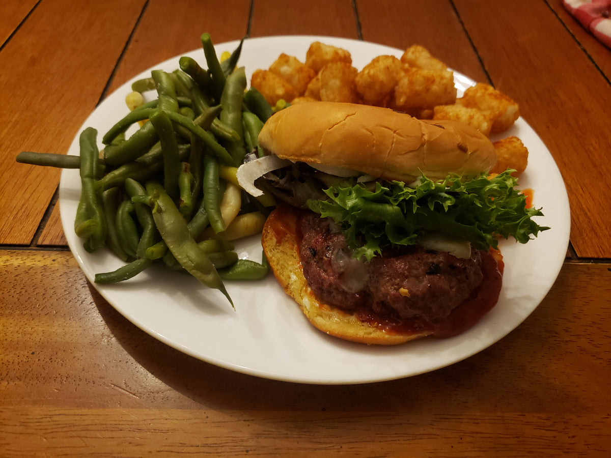 Lamb burger with garden fresh veggies